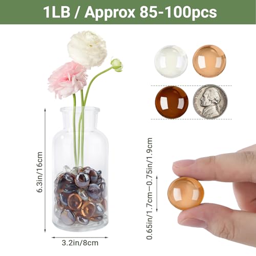 Flat Glass Marbles & Gems for Vase Fillers, Table Scatter & Aquariums (1 lb)