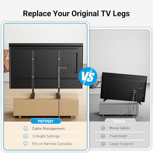 Universal Tabletop TV Stand Base for 20-75 Inch TVs - Height Adjustable