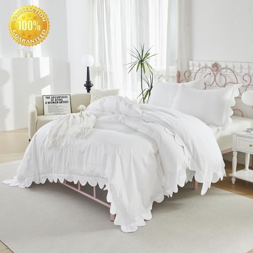 Organic Cotton Scalloped Edge Duvet Cover Set - Full/Queen Bedding