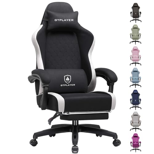 Ergonomic Gaming Chair with Retractable Footrest and Lumbar Support