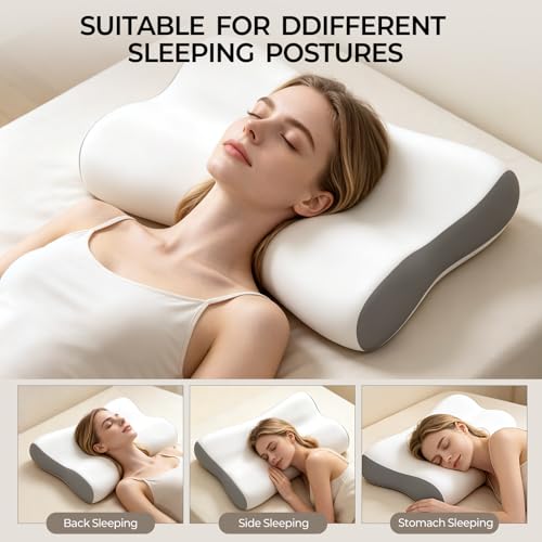 Polovo Cervical Ergonomic Memory Foam Neck Pillow for Pain Relief & Cooling