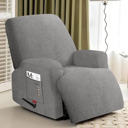 Small Recliner Chair Covers - Durable Stretch Slipcovers, Light Gray