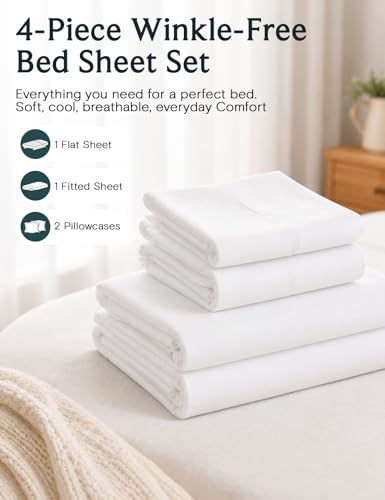 LuxClub Queen Sheet Set - 4 Piece Cooling Deep Pocket Microfiber Bed Sheets