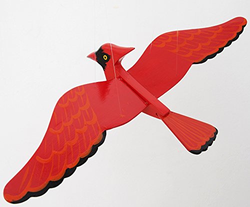 Handcrafted Wooden Cardinal Bird Mobile Hanging Kinetic Art Decor