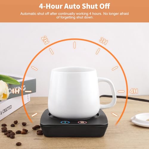 VOBAGA Black Mug Warmer for Office Desk - Keep Beverages Warm, 3 Temp Settings