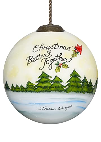 Christmas Is Better Together Ornament - 3 inch Hand-Painted Glass