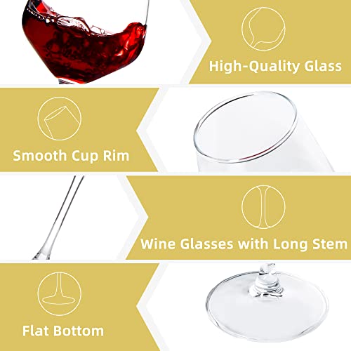 8-Piece Wine Glass Set, 12oz Stemmed Clear Glasses for Red and White Wine