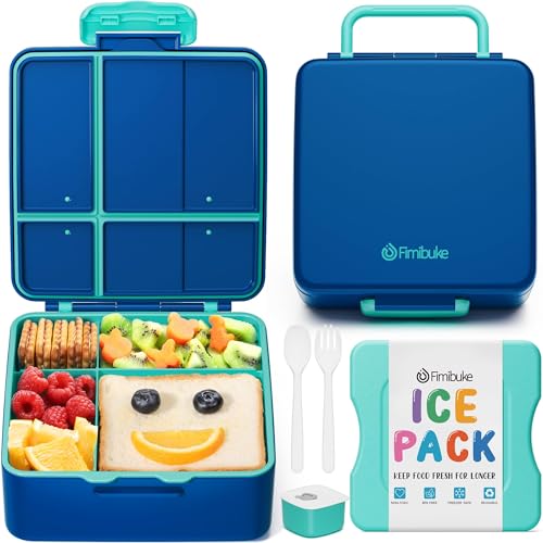 Bento Lunch Box for Kids with Built-in Ice Pack - 4 Compartment Leak Proof