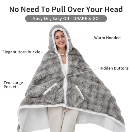 IFNOW Wearable Blanket with Sleeves for Women, Oversized Snuggle Robe - Lightgrey-4070