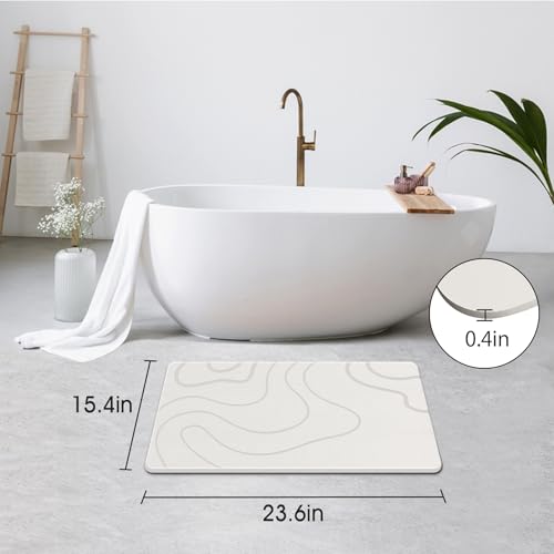 ZIKIBL Stone Bath Mat, Quick Dry Diatomaceous Earth Shower Mat White