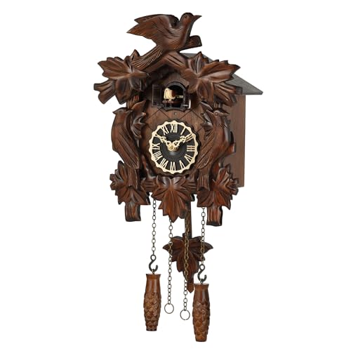 Handcrafted Wooden Cuckoo Clock with Pendulum and 12 Melodies