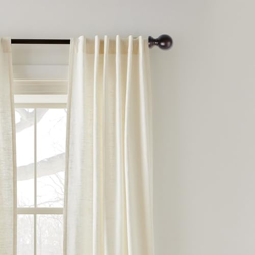 Wooden Ball Curtain Rod Finials, 0.94 Inch End Caps, Brown, 4 Pack