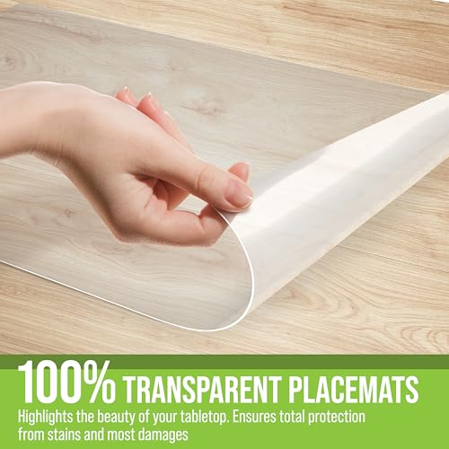 Clear Vinyl Placemats Set of 4 - 17.5 x 12 Inch Transparent Table Mats