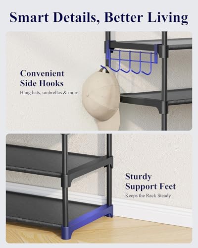 10-Tier Tall Shoe Rack Organizer - 32.2" Large Capacity Shoe Storage Shelf