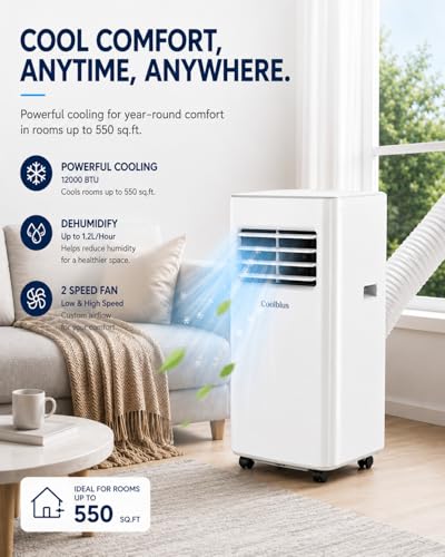 12000 BTU Portable Air Conditioner 3-in-1 AC Unit for 550 Sq Ft