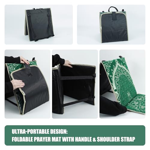Foldable Prayer Mat with Back Support - Portable Islamic Prayer Rug Set