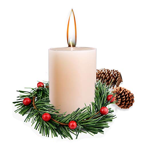 Red Artificial Berry Candle Rings - 10-Pack Mini Wreaths for Pillar Candles
