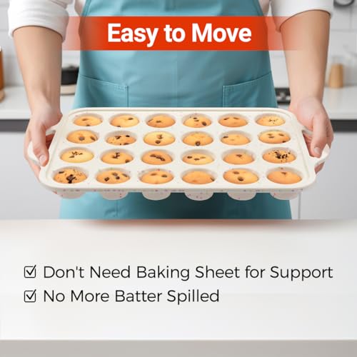 24-Cup Silicone Mini Cupcake & Muffin Pan with Metal Reinforced Frame