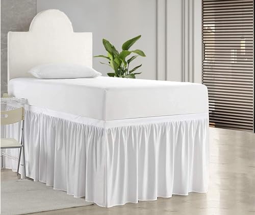 Twin XL Dorm Bed Skirt with 32 Inch Drop, Soft Microfiber Bed Ruffle