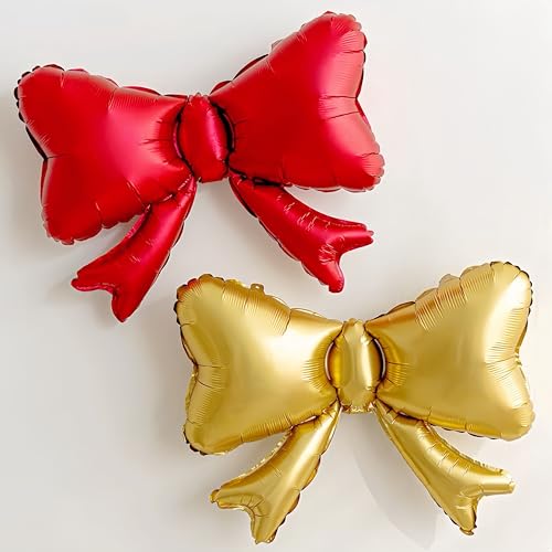 5Pcs Red Bow Balloon Set for Party Decorations, Red Centerpiece Foil Balloons