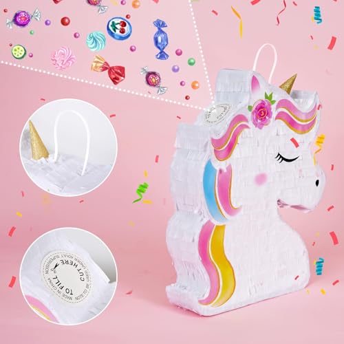 WERNNSAI Unicorn Piñata Set with Blindfold and Stick for Kids Birthday