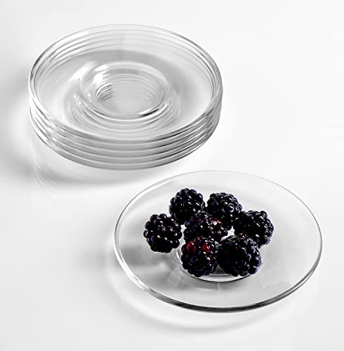 Pasabahce 6-Piece Clear Glass Saucer Set for Coffee, Tea, Cookies & Snacks