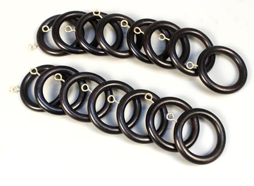 Handmade Wooden Curtain Rings - 1.5 Inch Black Wood Drapery Rings (24 Pack)