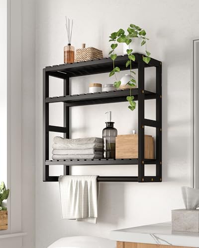 Galood 3-Tier Over the Toilet Storage Shelf - Wall Mounted Bamboo Organizer