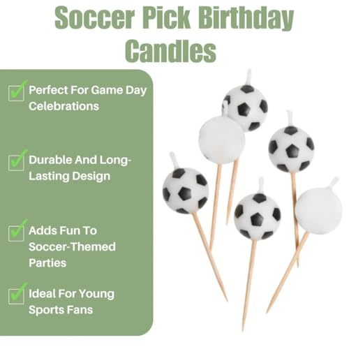 Soccer Ball Birthday Candles - Pack of 6 Sports-Themed Cake Toppers