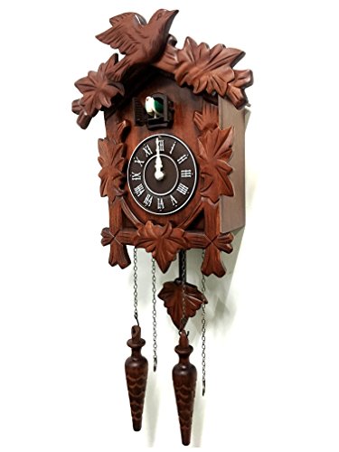 Handcrafted Wooden Cuckoo Wall Clock with Night Sensor and Volume Control