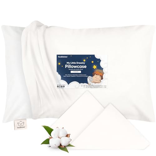 KeaBabies Toddler Pillowcase 13x18 - Organic Cotton Cover (Soft White)