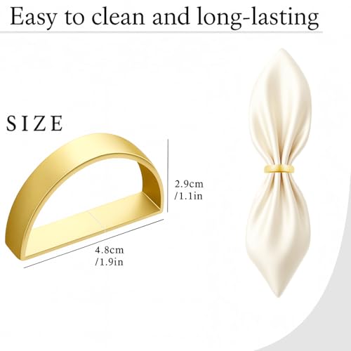 12-Piece Semicircle Stainless Steel Napkin Rings, Matt Gold Table Decor