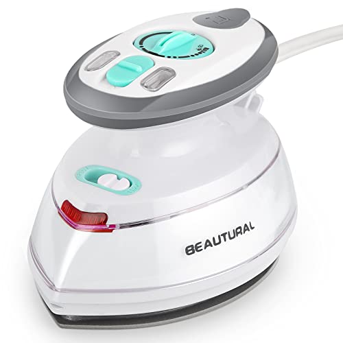 Mini Travel Steam Iron with Dual Voltage and Leaf-Shaped Soleplate