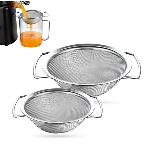 304 Stainless Steel Fine Mesh Juice Strainer with Handles, 2-Piece Set