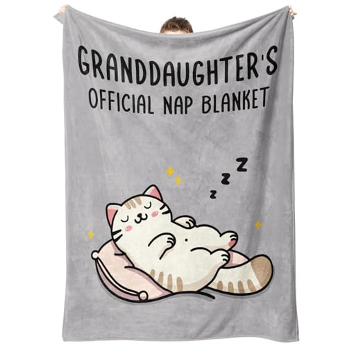 60x50 Grey Christmas Granddaughter Gift Blanket from Grandma - Cozy Throw