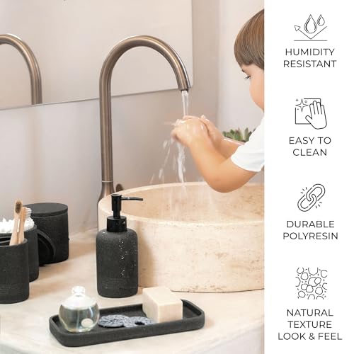 6-Piece Stone Bathroom Accessory Set - Polyresin Vanity Organizer