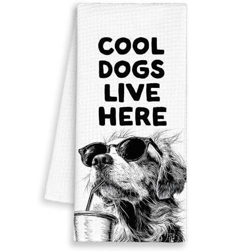 Dimurela Golden Retriever Kitchen Towels - Funny Dog Dish Hand Towel Gift