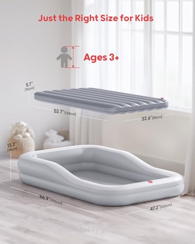 Inflatable Kids Air Mattress with Tent & Electric Pump - Gray