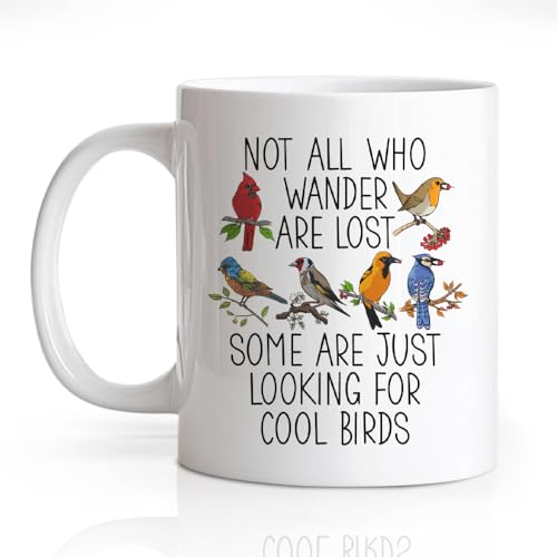 Not All Who Wander Are Lost Bird Mug 11oz - White - Bird Watching Gift
