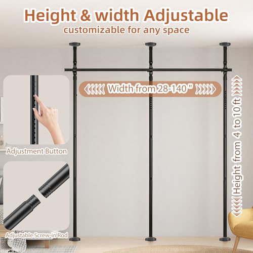 Adjustable No-Drill Room Divider Tension Rod, Heavy Duty Privacy Partition