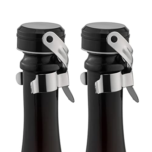 Stainless Steel Wine & Champagne Bottle Stoppers - Leakproof Saver (2 Pack)