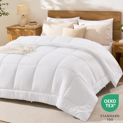CozyLux Queen Down Alternative Duvet Insert - All Season Bed Comforter, White