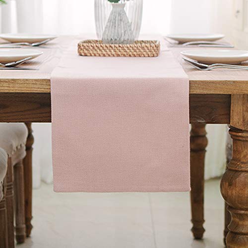 NATUS WEAVER Soft Caddice Faux Linen Table Runner 12 x 72 Baby Pink - 4-6 Seat