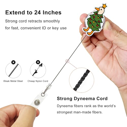 Tree Goose Christmas Badge Reel – Jarolydian Retractable ID Holder, Funny Goose Design