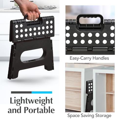 Handy Laundry Folding Step Stool 9 Inch, Black Non-Slip 300 lbs