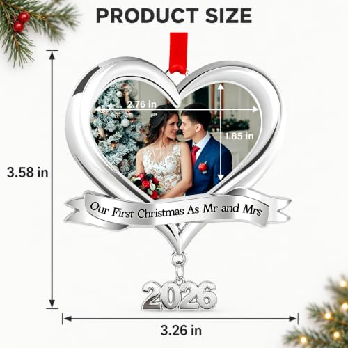 Our First Christmas Married Personalized Photo Ornament 2026 As Mr.