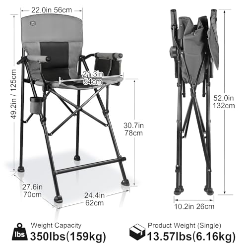 Extra Tall Folding Camping Chair, 350lb Capacity Portable Director Chair