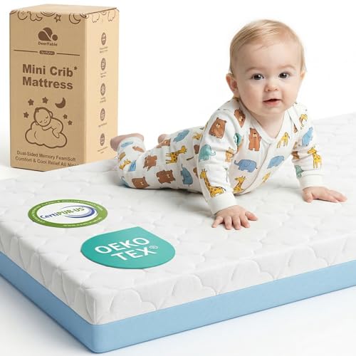 Dual Sided Pack and Play Mattress 38x26x3 Inch - Breathable Memory Foam