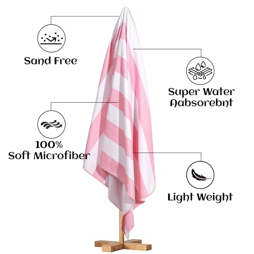 4-Pack Oversized Microfiber Beach Towels, 30x60 Striped Quick-Dry Swim Towels
