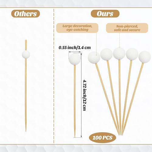 Aodaer Golf Toothpicks 100 Pcs - 4.7 Inch Golf Cocktail Picks & Skewers for Parties